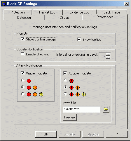 Configurazione dell'interfaccia utente